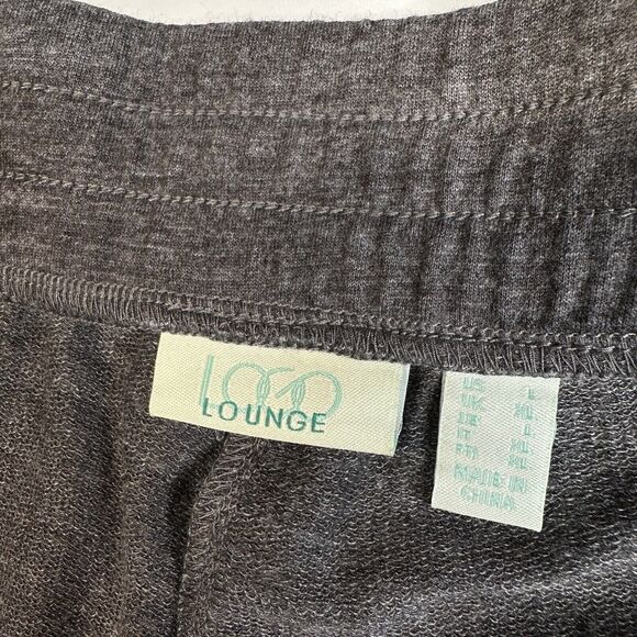 Logo Lounge Skinny Pants Sz Large Gray Pull On Stretch Soft Casual Lace Hem - Picture 3 of 12